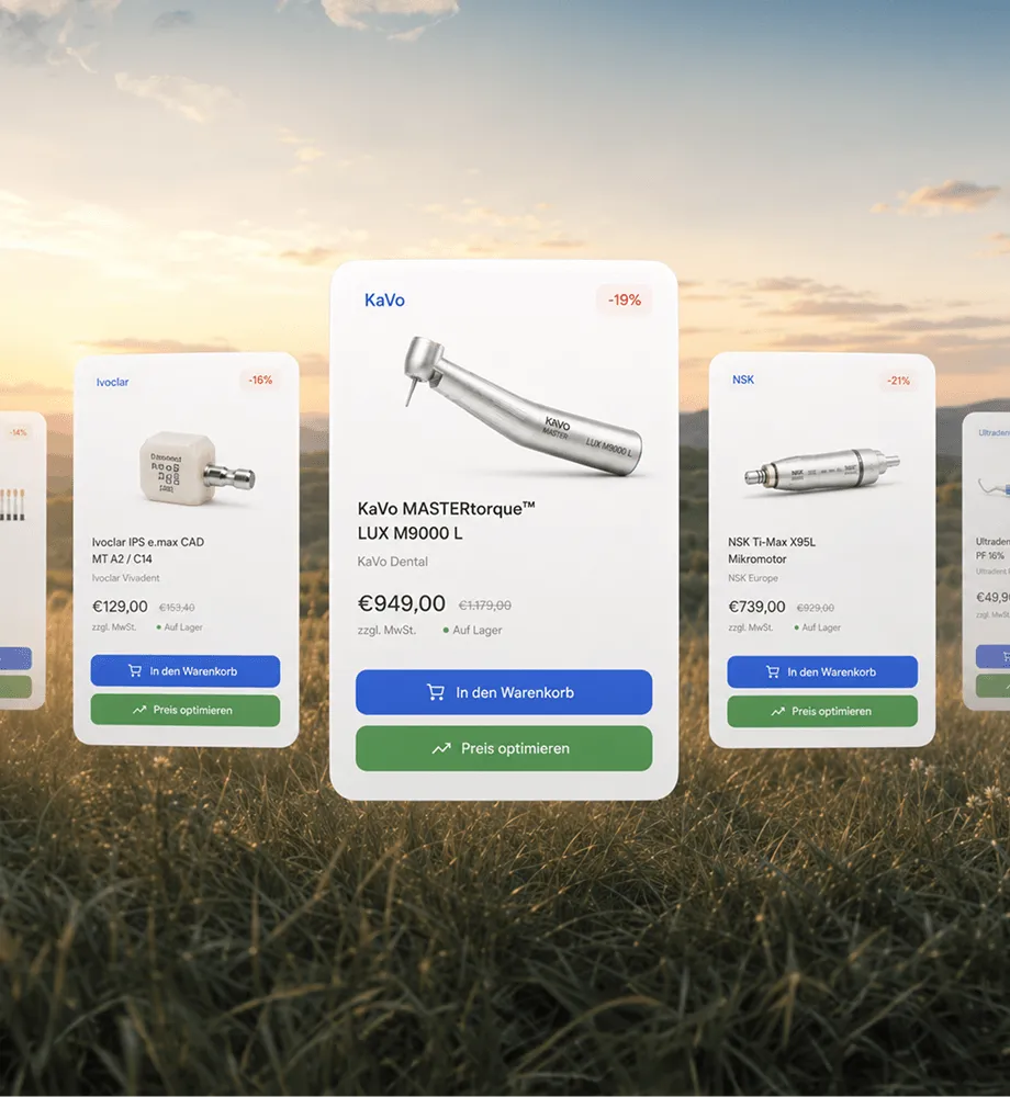 Wawibox marketplace product cards comparing dental supply prices across vendors